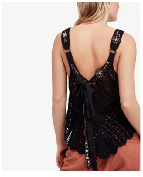 FREE PEOPLE Last Rose Embroidered Crocheted Boho Festival Top NEW - Picture 6 of 13